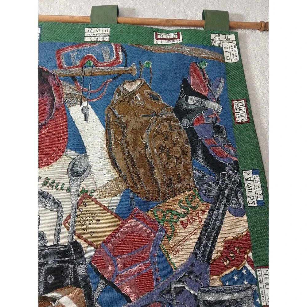 Vintage Game Day Tapestry Wall Hanging Sports Football Man Cave Boys Room USA